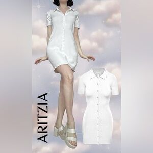 🤍 Aritzia Sunday Best White Button-Front Knit Dress